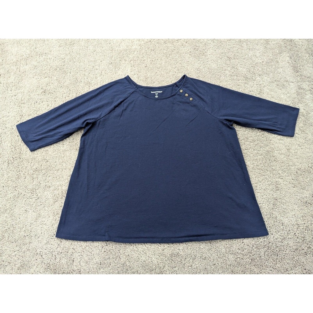 Woman Within Top Blouse Women's 1x 22/24 Blue 3/4 Sleeve